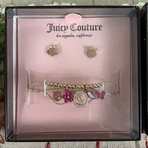 Juicy Couture Set of Charm Bracelet & Earrings Gift Set.